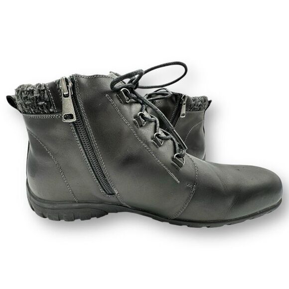 Propet Womens Delaney Zip Lace Up Leather Ankle Boots Black Size 11 - Picture 2 of 12